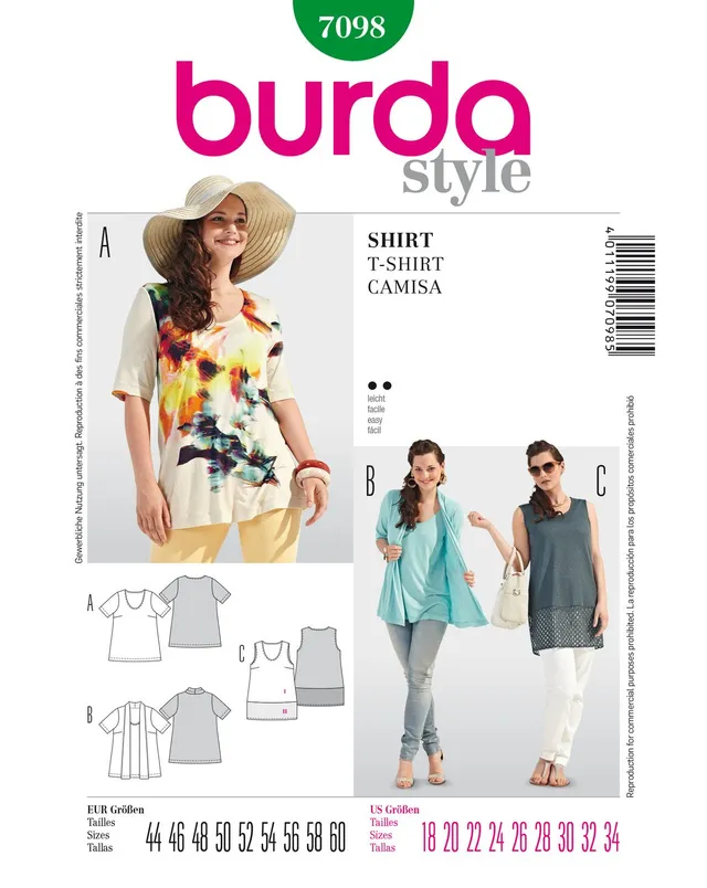 burda-style-schnittmuster-shirt-top-two-in-one-gr-44-60 image 1