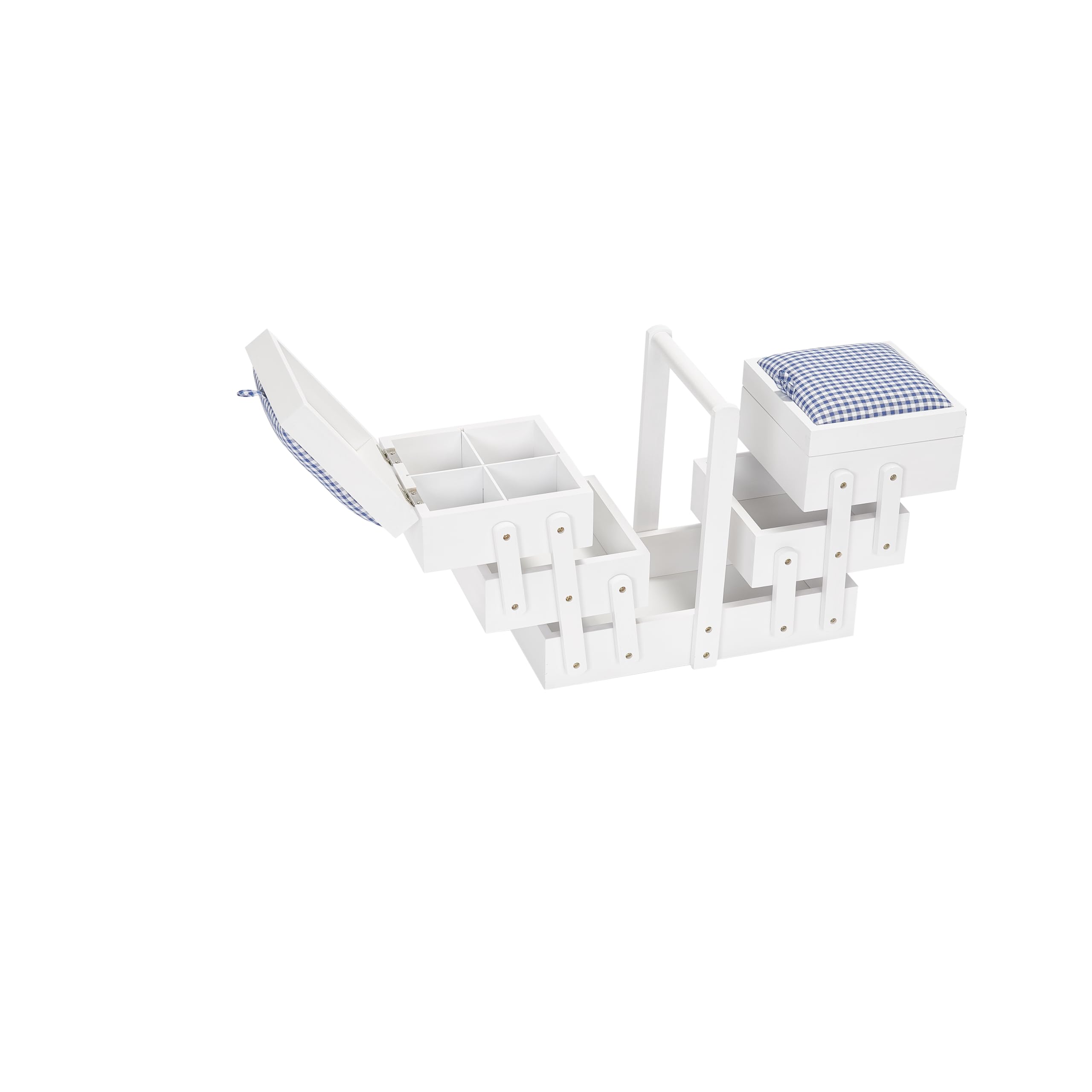 prym-612578-n-hkasten-holz-m-vichy-karo-wei-3-st-ckiger-n-hkasten image 3