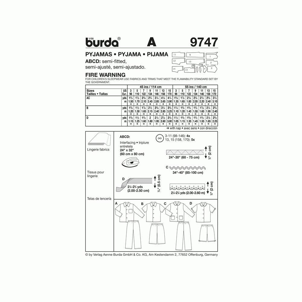 burda-style-9747-schnittmuster-pyjama-gr-98-170-kinder image 3