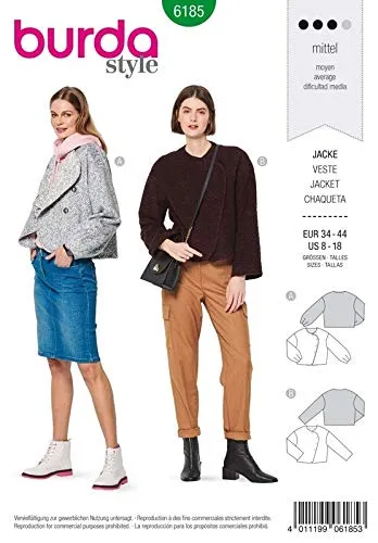 burda-style-6185-schnittmuster-jacke-damen-gr-34-44-level-3-mittel image 1