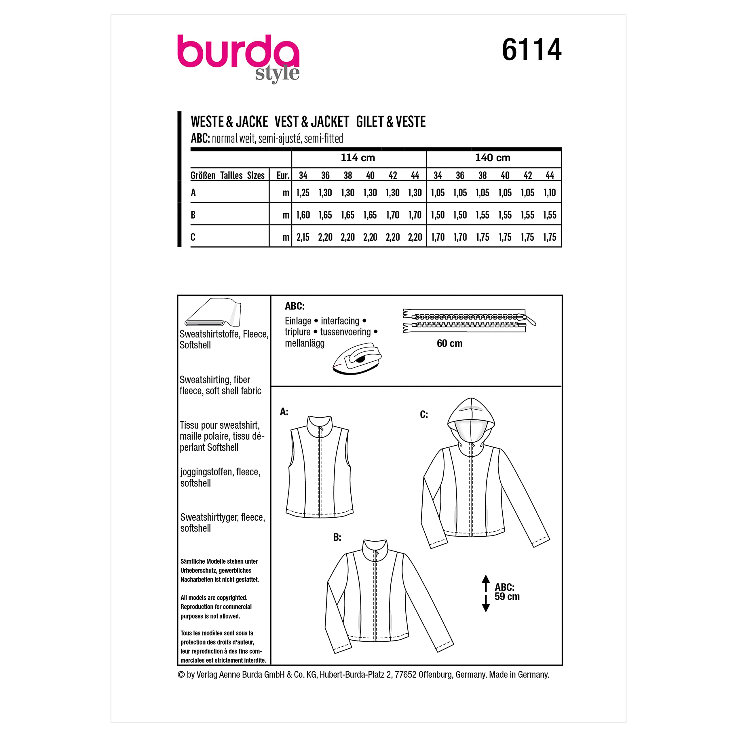burda-style-6114-schnittmuster-damen-weste-jacke-gr-36-46 image 2