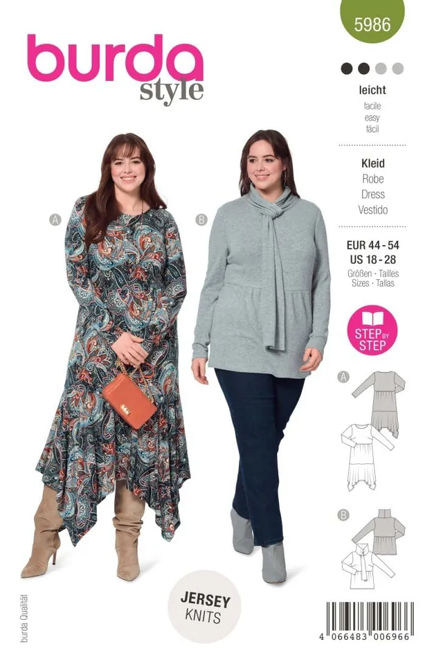 burda-style-5986-schnittmuster-jerseykleid-und-tunika-f-r-damen-gr-44-54 image 1