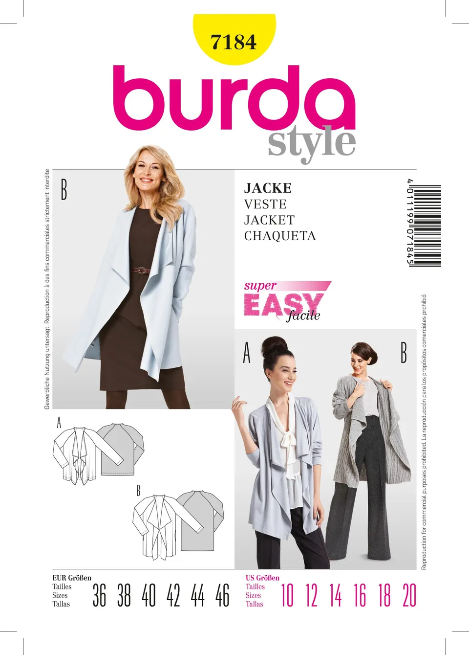 burda-style-7184-schnittmuster-jacke-mit-raglan-rmel-gr-36-46 image 1