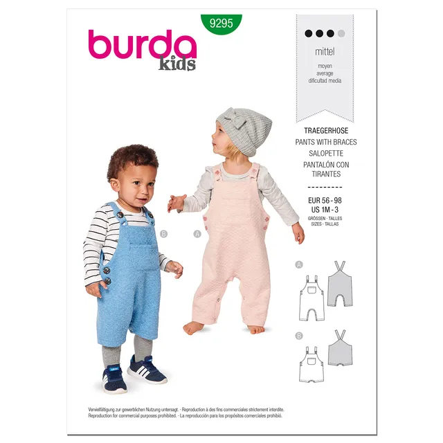 burda-style-9295-schnittmuster-baby-latzoverall-gr-e-56-98-1-monat-bis-3-jahre image 1
