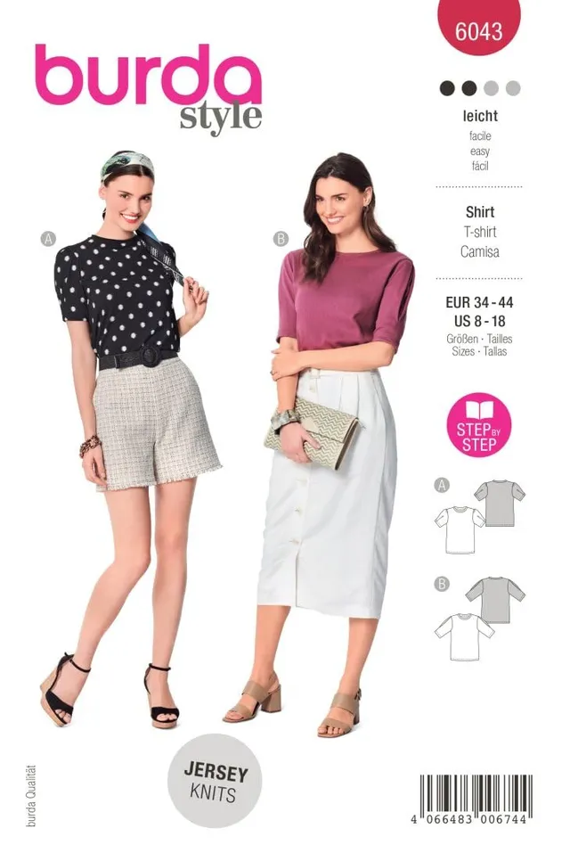 burda-style-katalog-schnittmuster-6043-t-shirts-mit-rmel-varianten-damen-gr-34-4 image 1