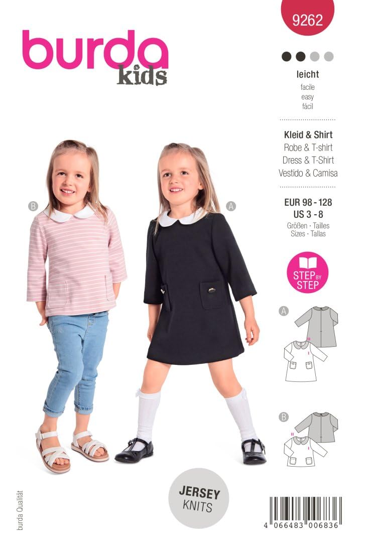 burda-style-9262-schnittmuster-pullover-und-kleid-mit-kragen-kinder-gr-98-128-n- image 1