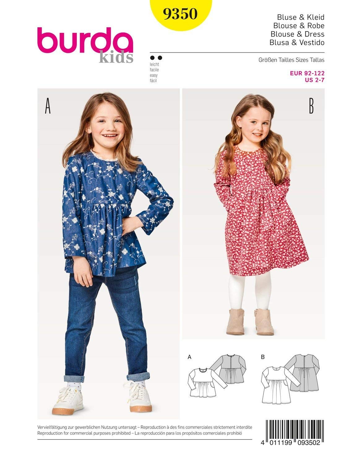 burda-schnittmuster-9350-m-dchen-kleid-und-bluse-gr-98-104 image 2