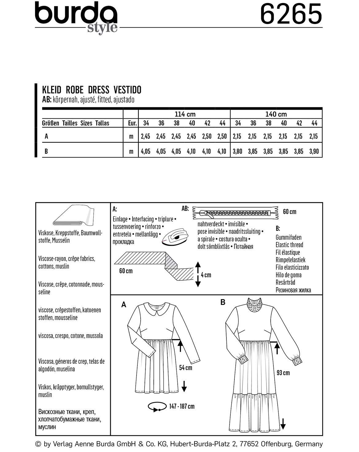 burda-style-6265-damen-kleider-bubikragen-midi-stufenrock-gr-34-44 image 7