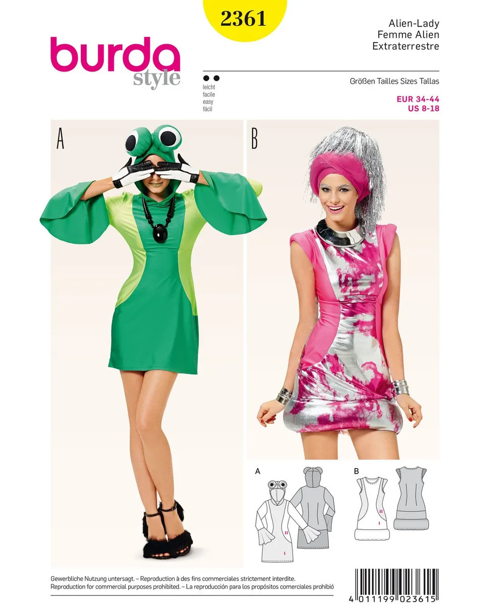 burda-style-2361-schnittmuster-kost-m-alien-lady-damen-gr-34-44 image 1