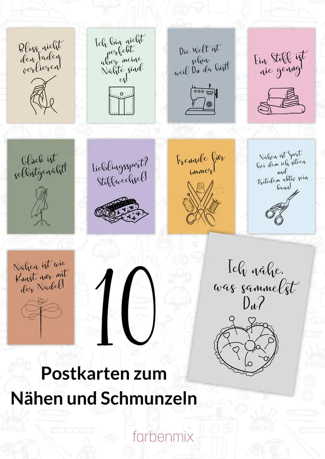 farbenmix-postkarten-spr-che-zum-schmunzeln-10er-set-n-hen image 1