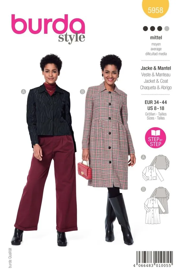 burda-style-5958-schnittmuster-jacke-und-mantel-damen-gr-34-44-level-3 image 1