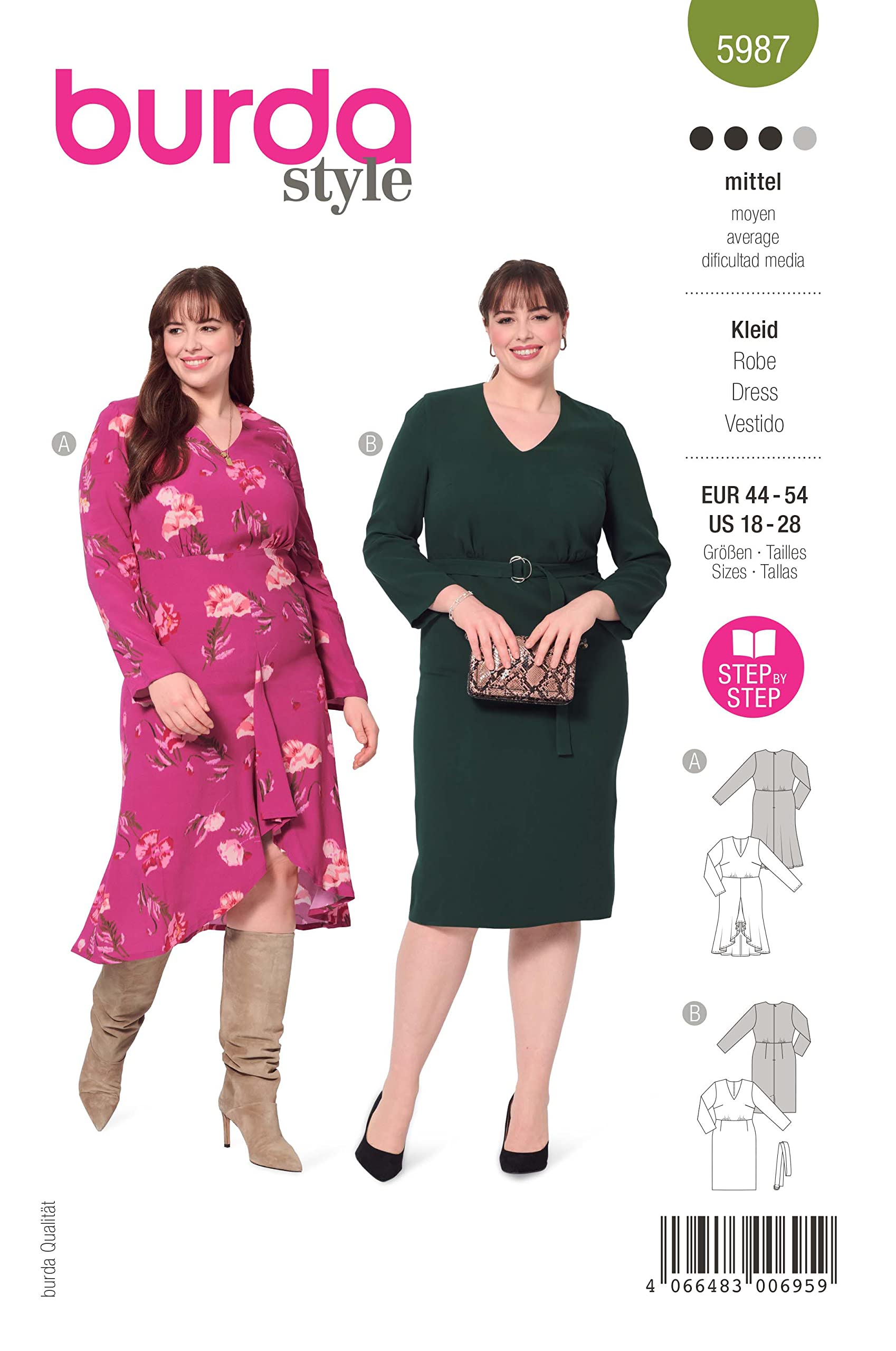 burda-style-5987-kleid-schnittmuster-damen-gr-44-54-level-3 image 1