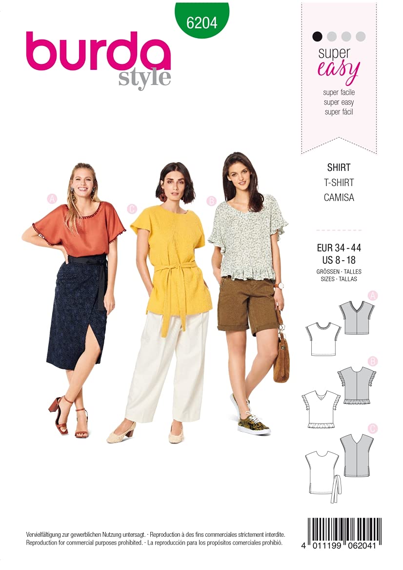 burda-style-6204-schnittmuster-damen-kurzarm-shirt-mit-v-ausschnitt image 4