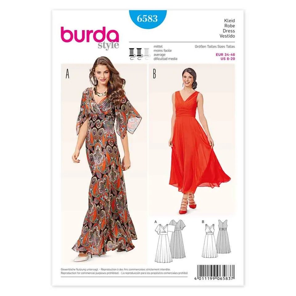 burda-style-empirekleider-6583-schnittmuster-damen-gr-34-46 image 1
