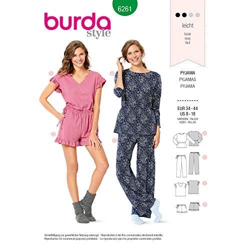 burda-style-schnittmuster-6261-damen-pyjama-set-mit-shirt-und-hose-gr-34-44 image 6