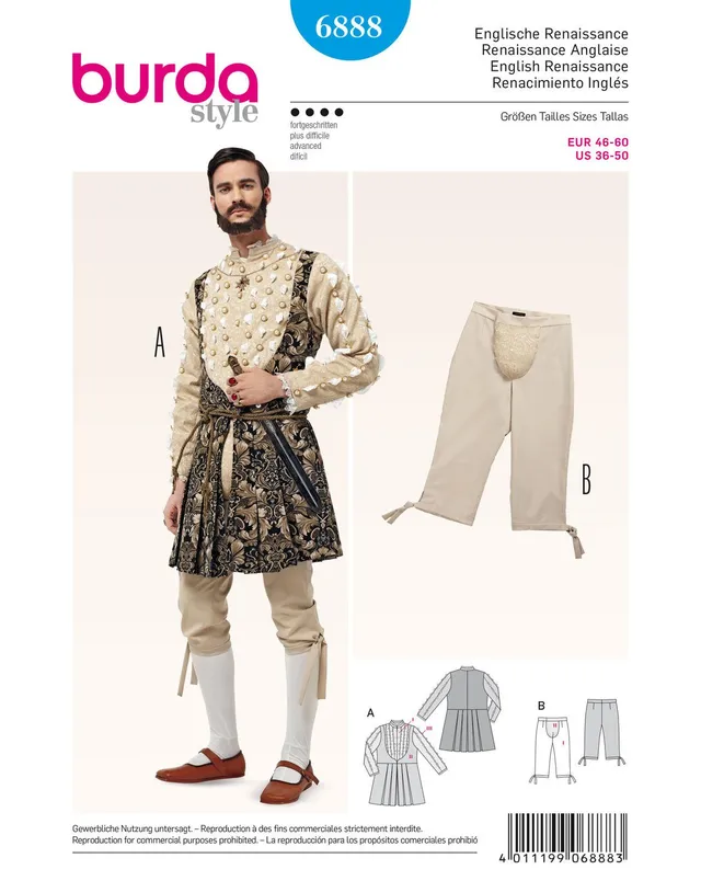 burda-style-6888-herren-schnittmuster-historisches-kost-m-jacke-und-kniebundhose image 1