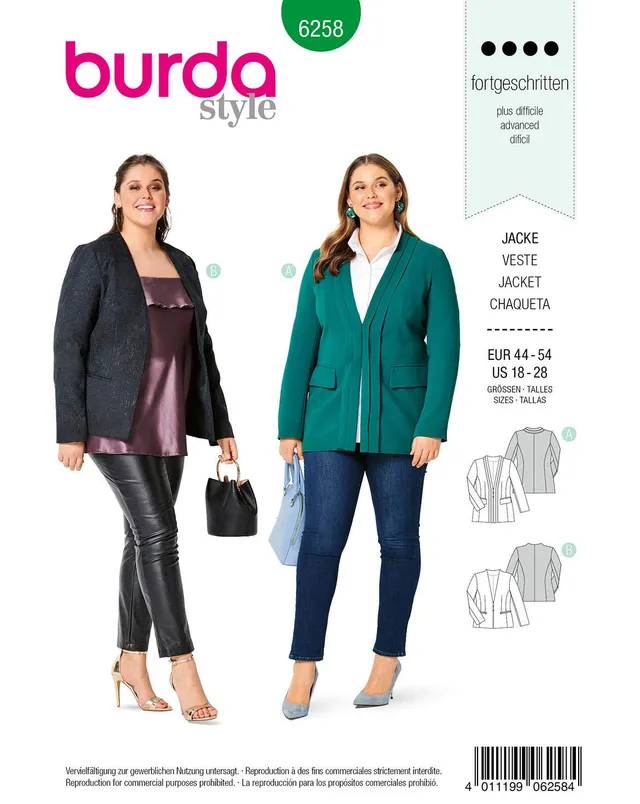 burda-style-schnittmuster-6258-blazer-damen-44-54 image 1