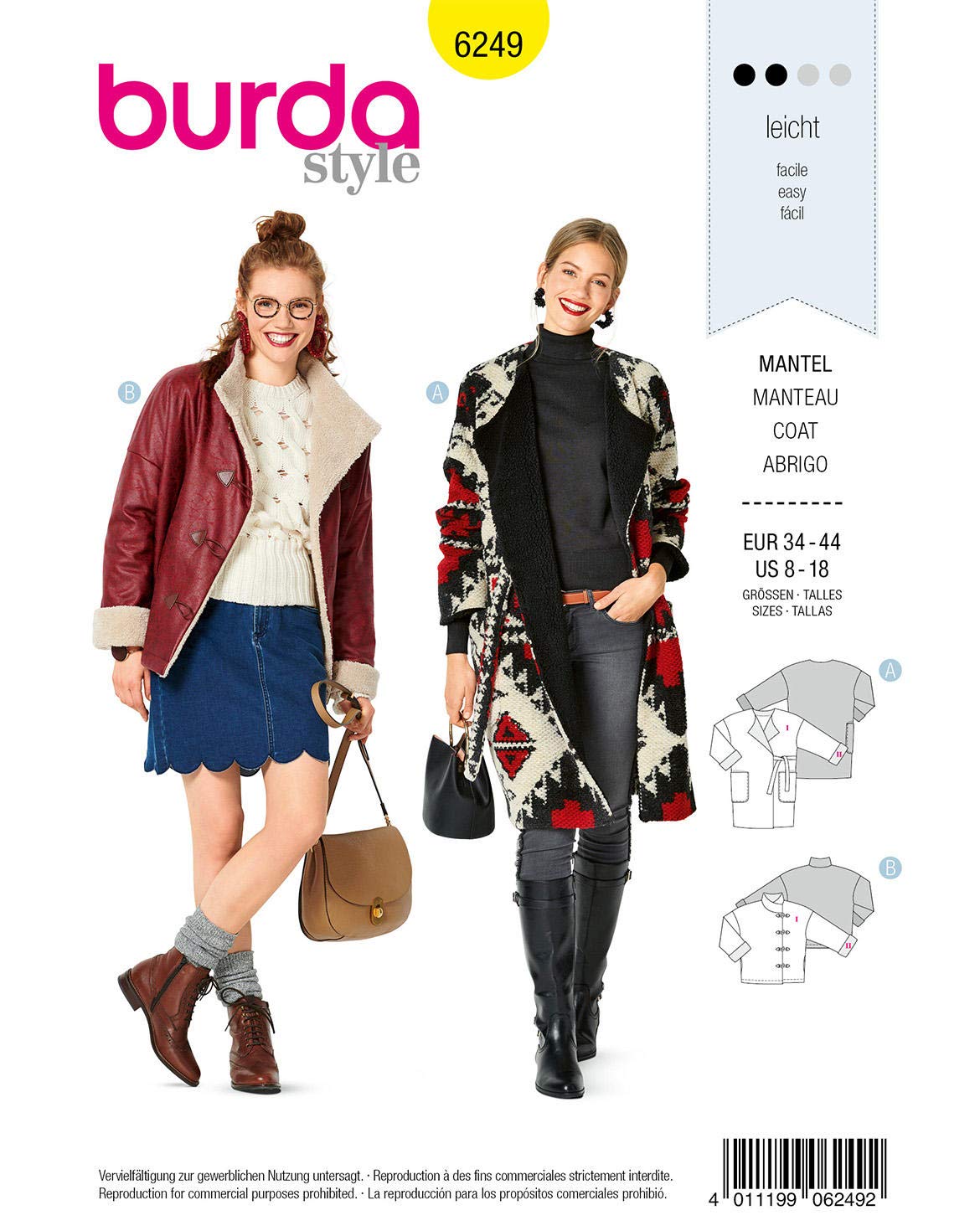burda-style-schnittmuster-6249-wickeljacke-und-kurzjacke-damen-34-44 image 1