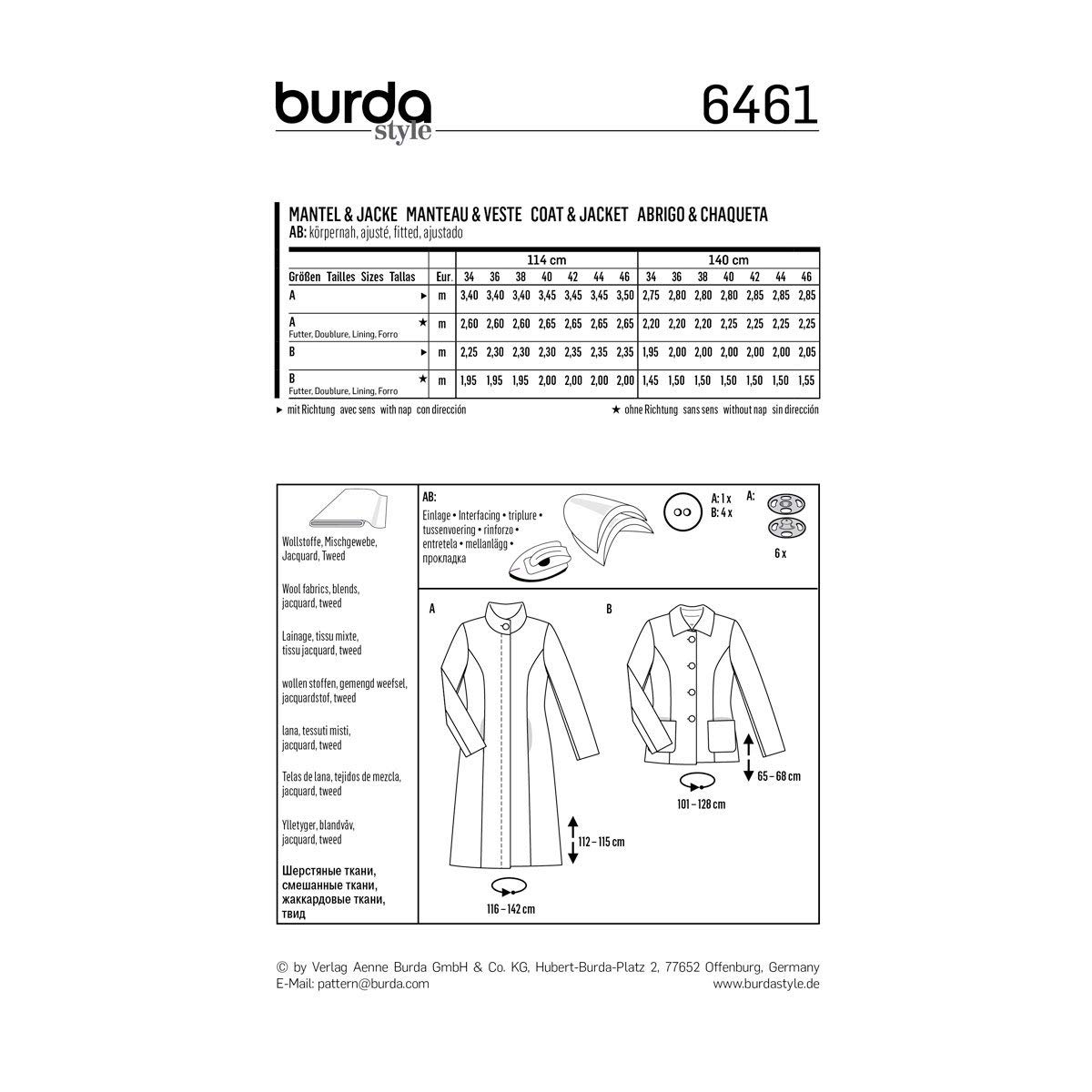 burda-style-6461-schnittmuster-mantel-jacke-damen-gr-34-46 image 2