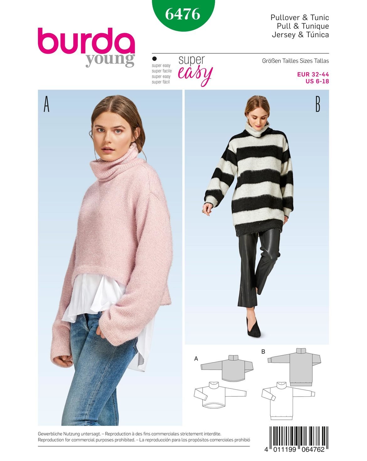 burda-style-6476-schnittmuster-pullover-tunika-damen image 1