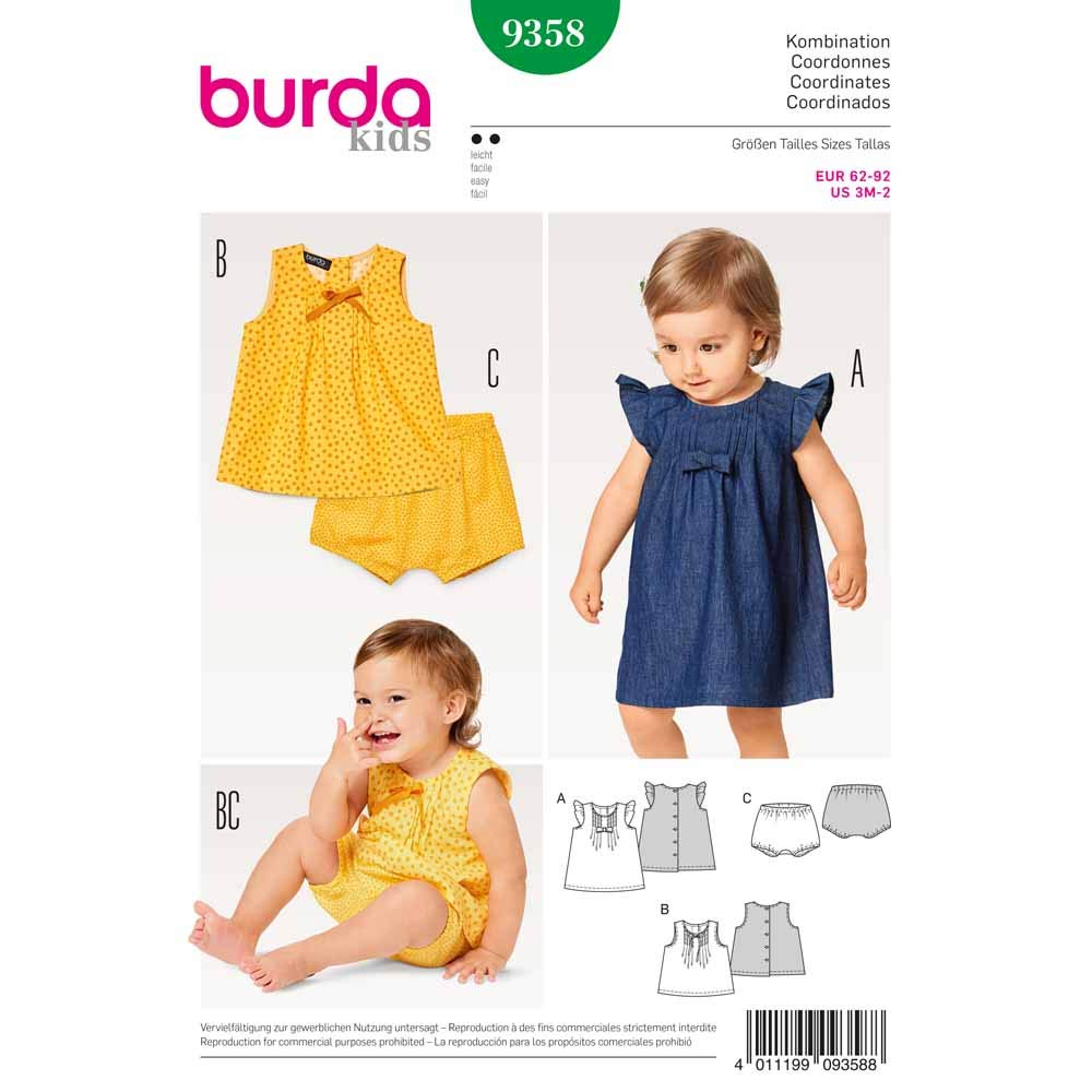 burda-style-schnittmuster-9358-baby-kleid-bluse-und-h-schen-3-monate-2-jahre image 1