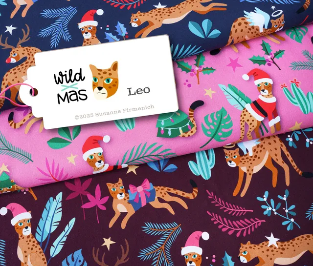 albstoffe-wild-xmas-2025-leo-canvas-bio-baumwolle-meterware image 1