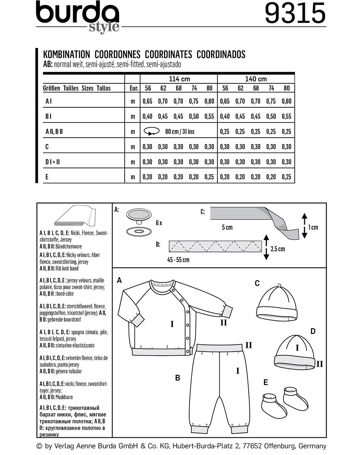 burda-kids-9315-schnittmuster-baby-kinder-set-shirt-hose-gr-56-80 image 2