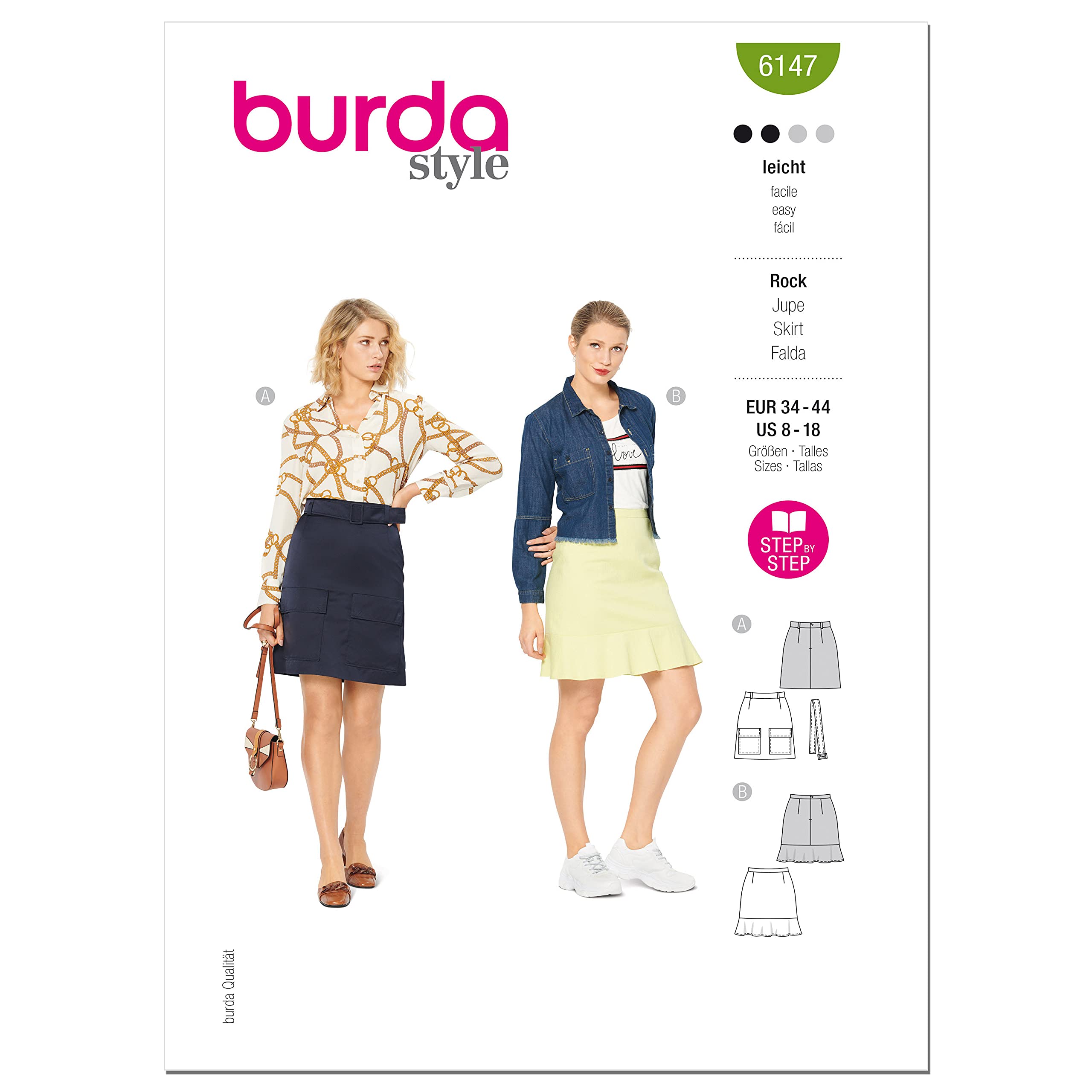 burda-style-schnittmuster-set-r-cke-mit-g-rtel-gr-34-44 image 1