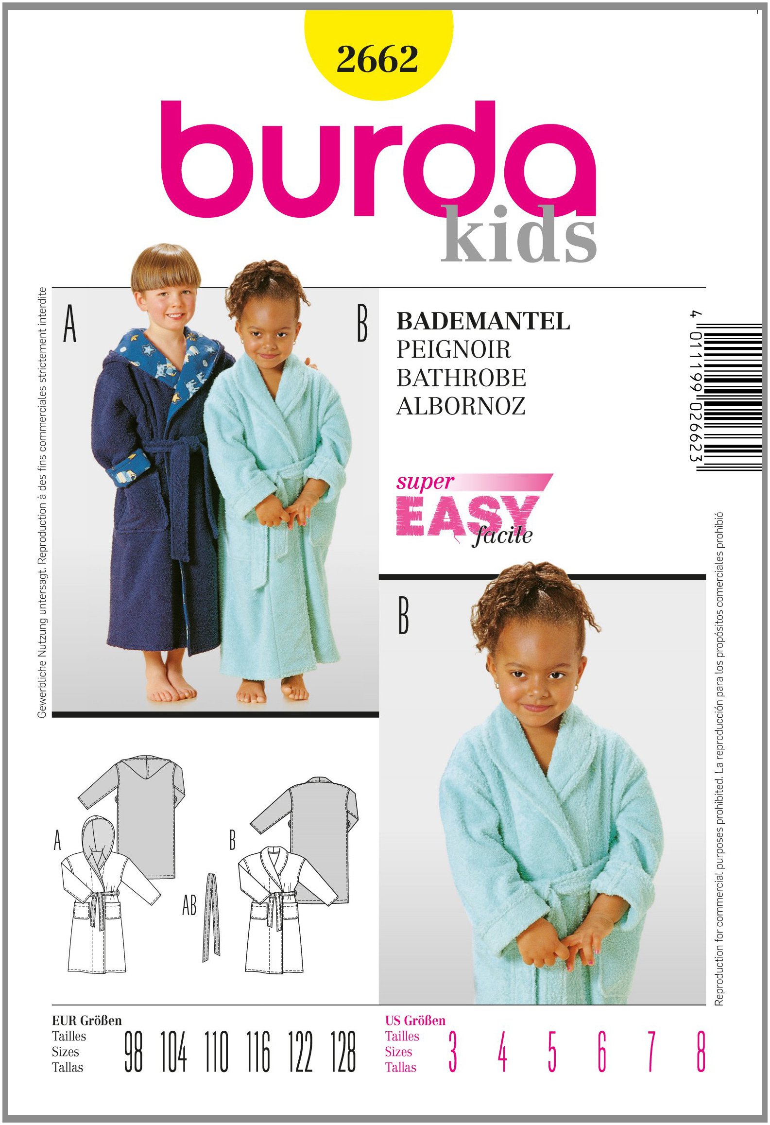 burda-kids-schnittmuster-kinder-bademantel-frottee-gr-98-128-mit-kapuze image 1