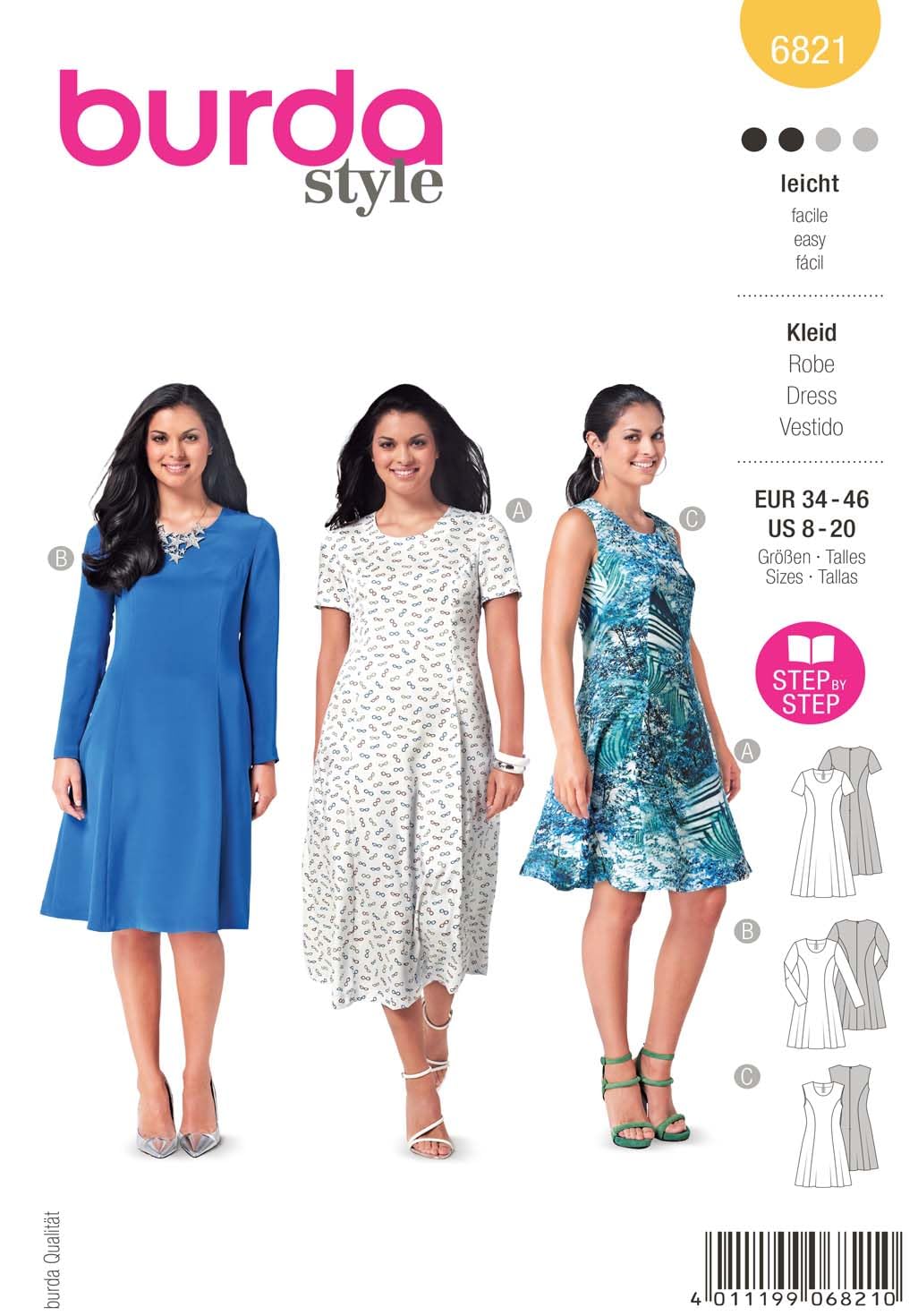 burda-style-6821-schnittmuster-damen-sommerkleid-gr-34-46 image 1