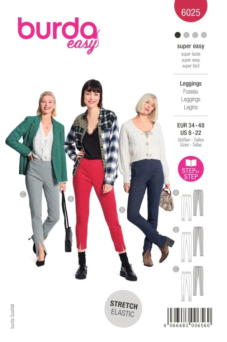 burda-style-6025-schnittmuster-leggings-mit-rei-verschluss-damen-gr-34-48 image 1