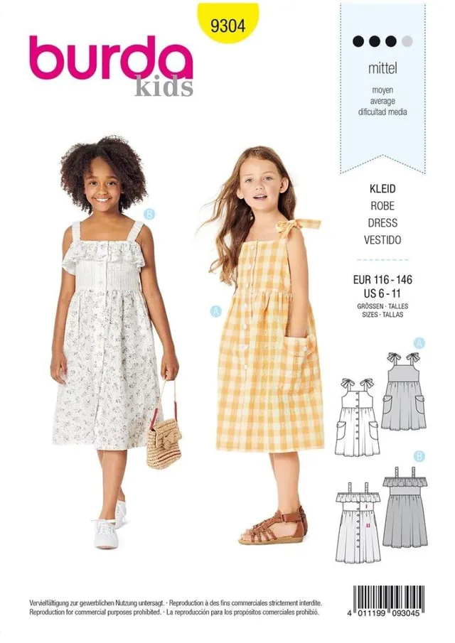 burda-style-b9304-schnittmuster-kinder-sommerkleid-gr-116-146 image 1