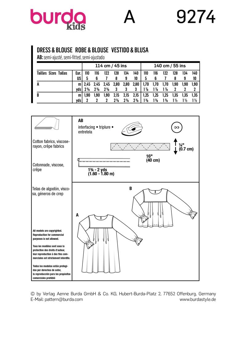 burda-style-b9274-schnittmuster-kleid-und-oberteil-kinder-gr-110-140 image 2