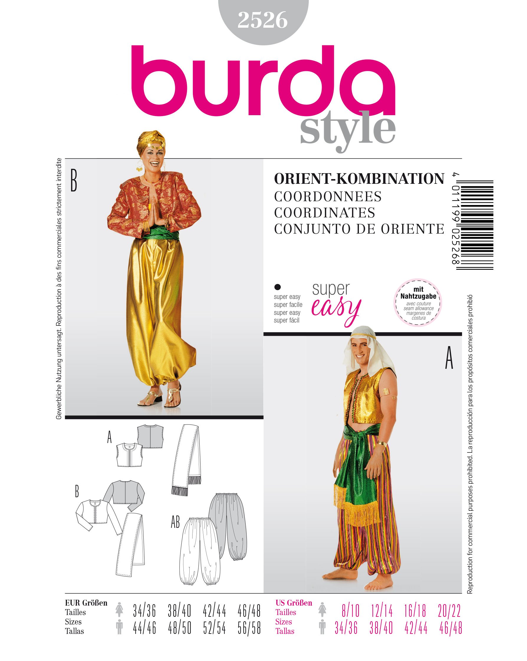 burda-style-2526-schnittmuster-damen-kost-m-orient-fasching-karneval-gr-44-58-le image 1