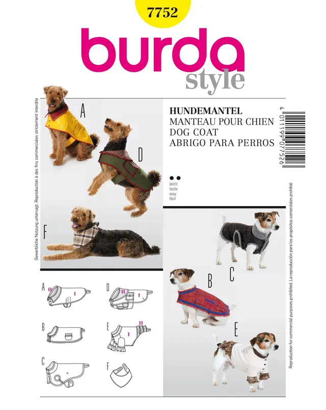 burda-style-7752-schnittmuster-hundemantel-5-varianten-gr-s-l image 1