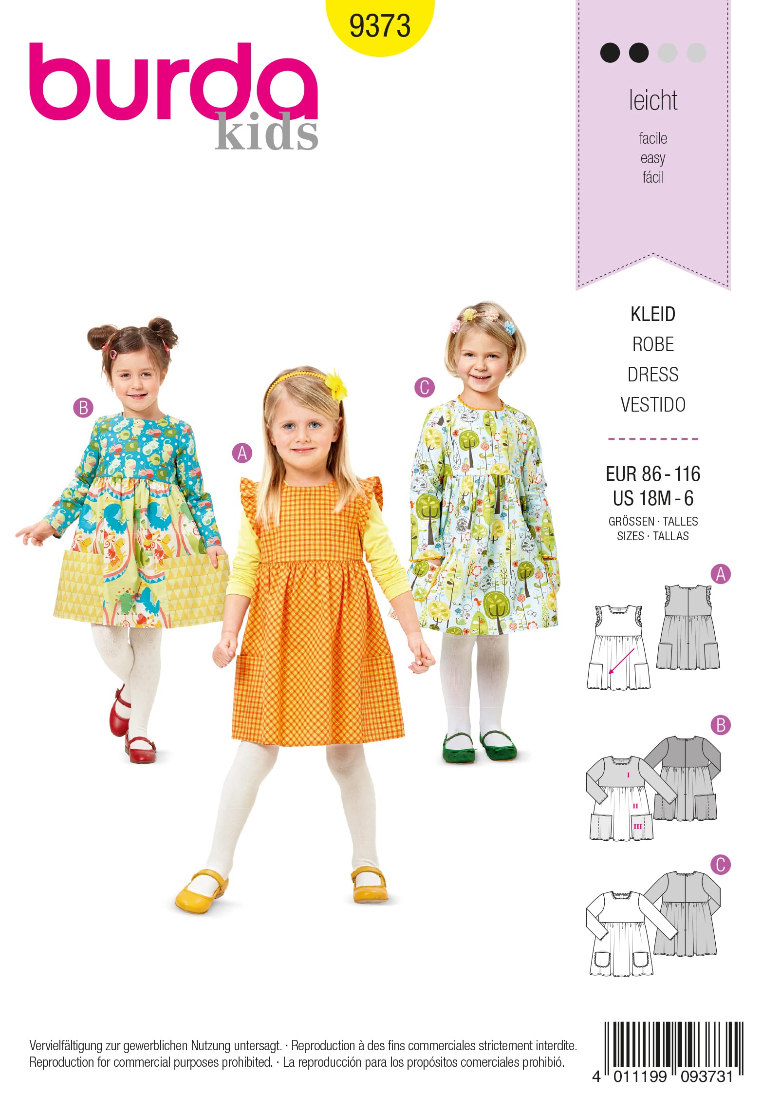 burda-style-9373-m-dchen-kleid-papierschnittmuster-gr-98-104 image 1