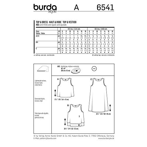 burda-style-6541-schnittmuster-damen-top-und-kleid-rmellos image 4