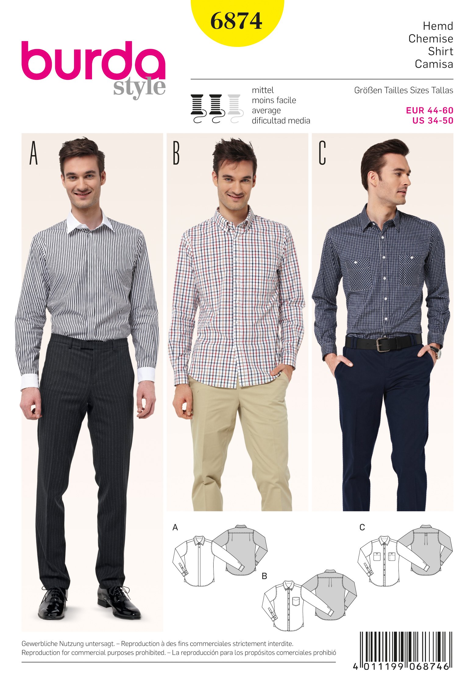 burda-style-6874-schnittmuster-herrenhemd-mit-kragenvarianten image 1