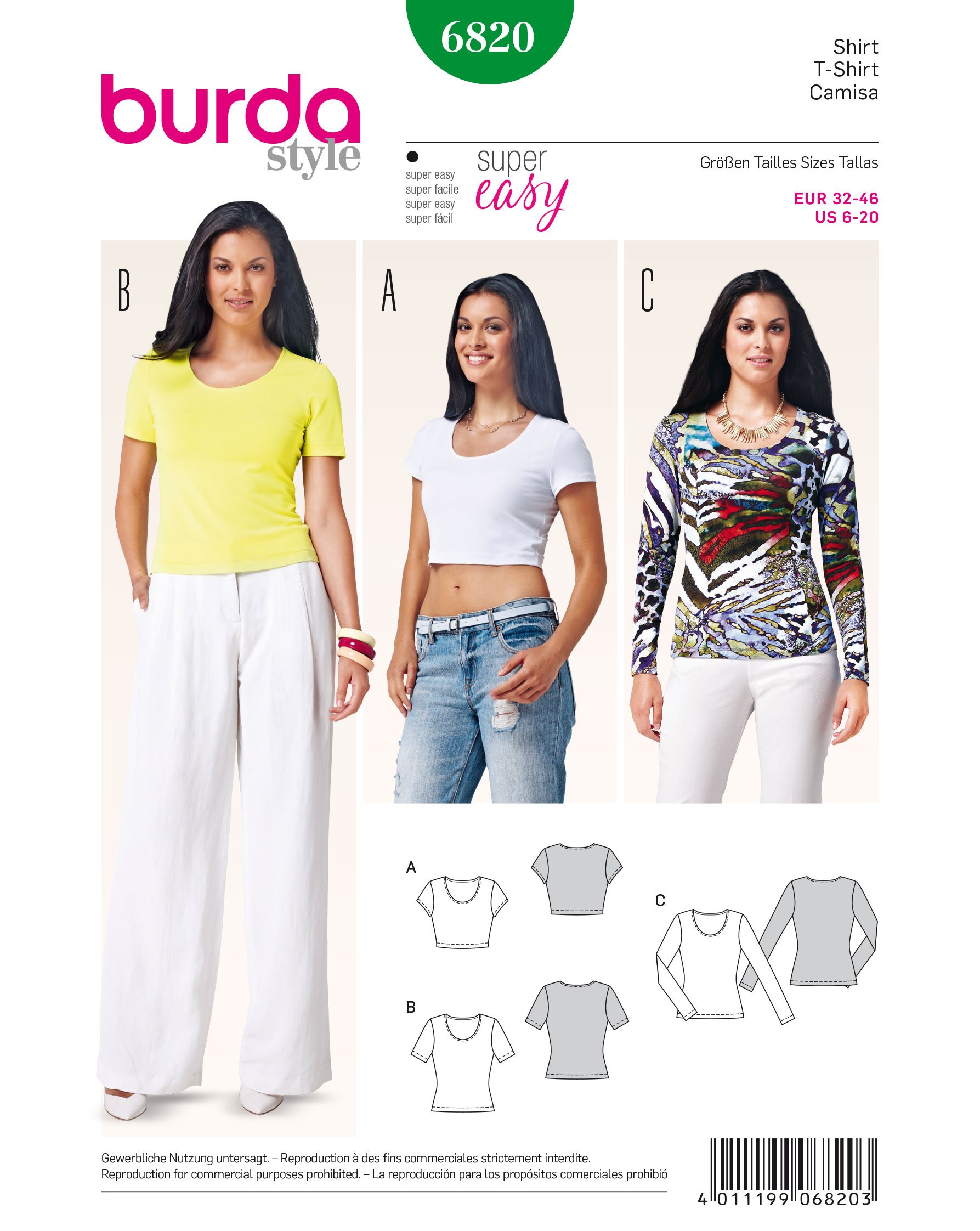 burda-style-burda-easy-6820-schnittmuster-damen-t-shirt-gr-32-46 image 1