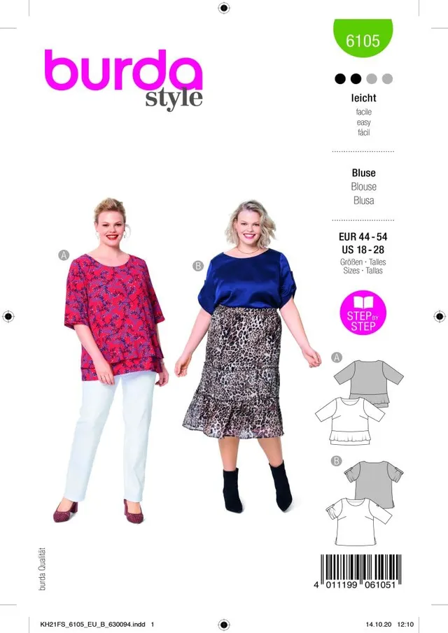 burda-style-6105-schnittmuster-bluse-damen-gr-44-54-level-2-leicht image 1