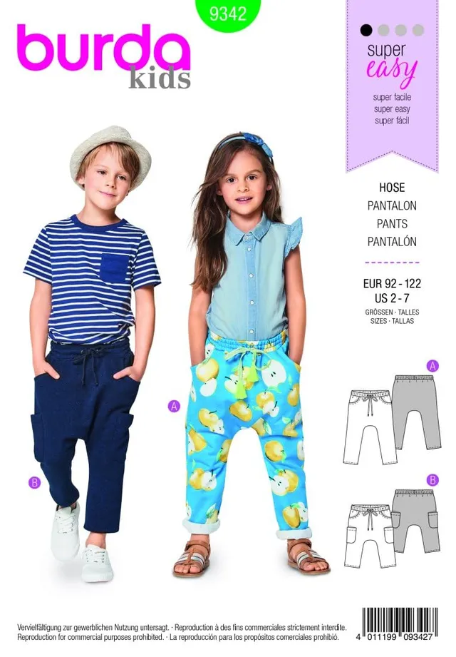 burda-kids-9342-schnittmuster-kinder-hose-gr-92-122-level-1 image 1