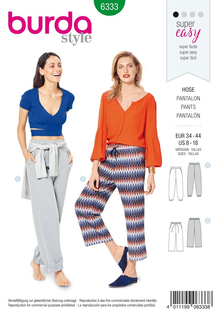 burda-schnittmuster-damen-hosen-6333-gr-34-44-jogginghose-palazzohose image 1