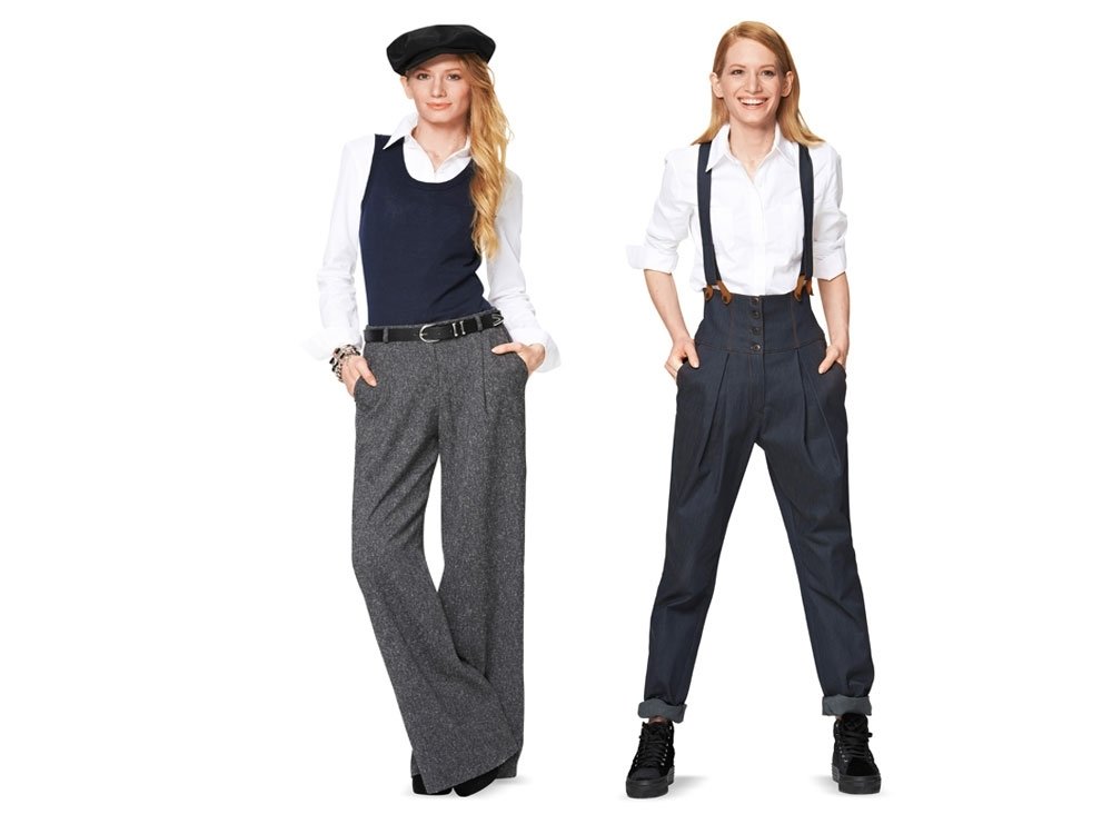 burda-style-6856-schnittmuster-damen-hose-bundfalten-marlene-hose-hosentr-ger image 2
