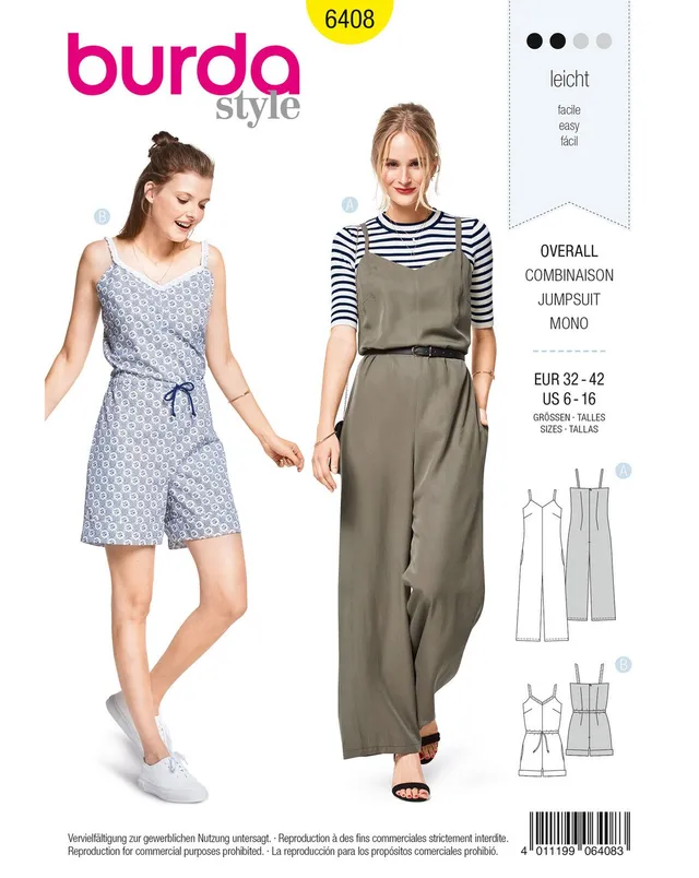 burda-style-6408-schnittmuster-overall-damen-gr-32-42 image 1