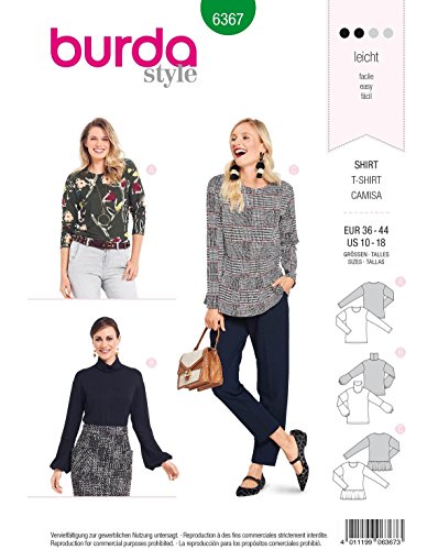 burda-style-6367-t-shirt-schnittmuster-gr-38-46-mit-rmel-varianten image 4