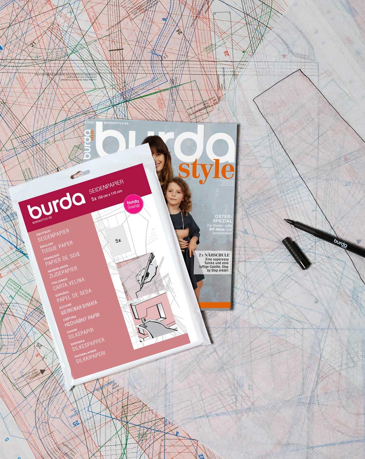 burda-style-seidenpapier-schneider-papier-5-blatt-110-x-150-cm-rosa image 3