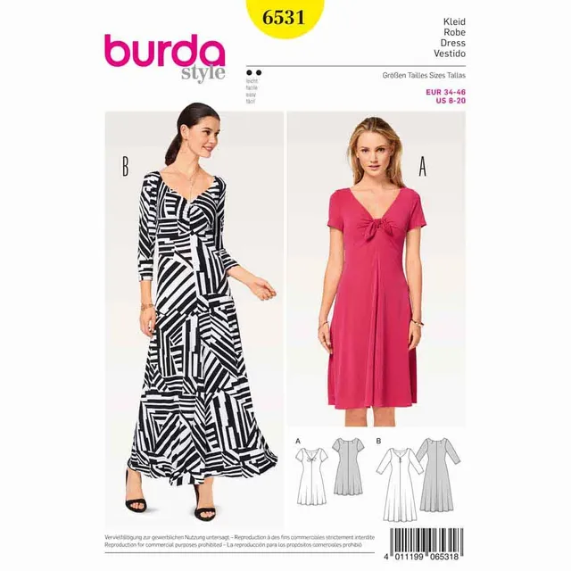 burda-style-schnittmuster-6531-damen-shirtkleid-jerseykleid-gr-34-46-level-2-lei image 1