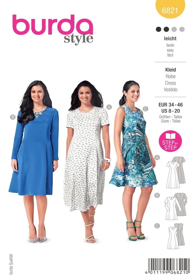 burda-style-6821-schnittmuster-damen-sommerkleid-gr-34-46 image 1