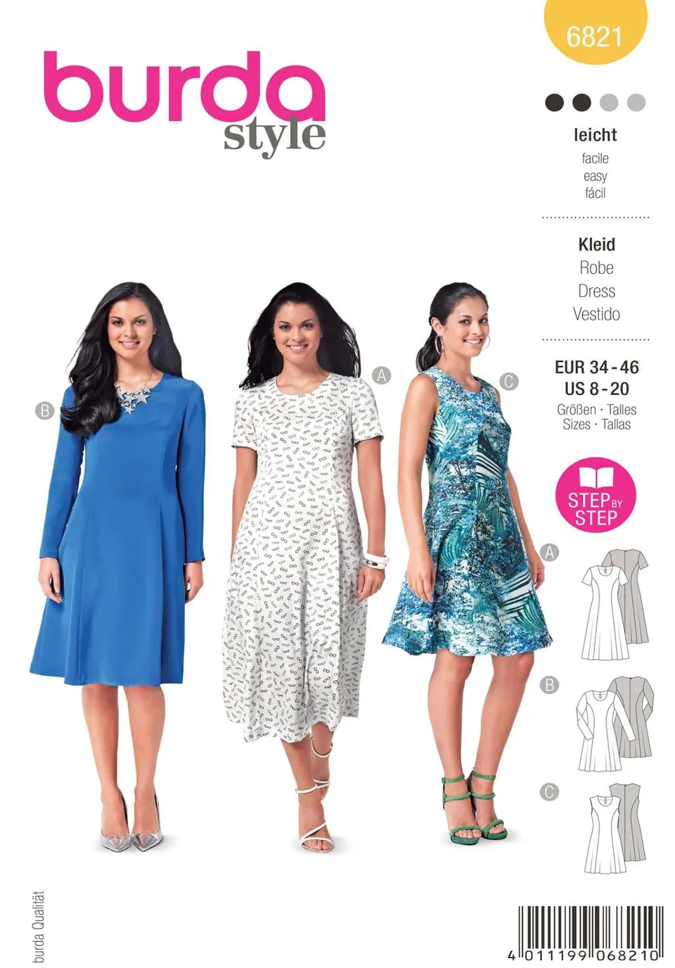 burda-style-6821-schnittmuster-damen-sommerkleid-gr-34-46 image 1