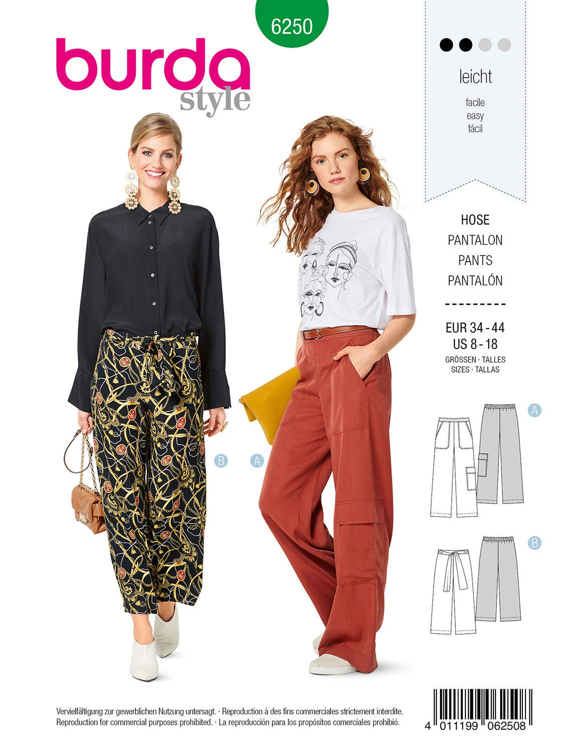 burda-style-6250-damen-schnittmuster-weite-hose-lang-und-kn-chellang-gr-34-44 image 5